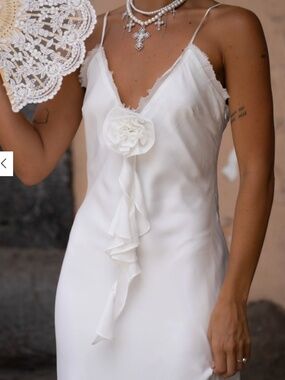 Prosecco White Rosette Frill Maxi Dress